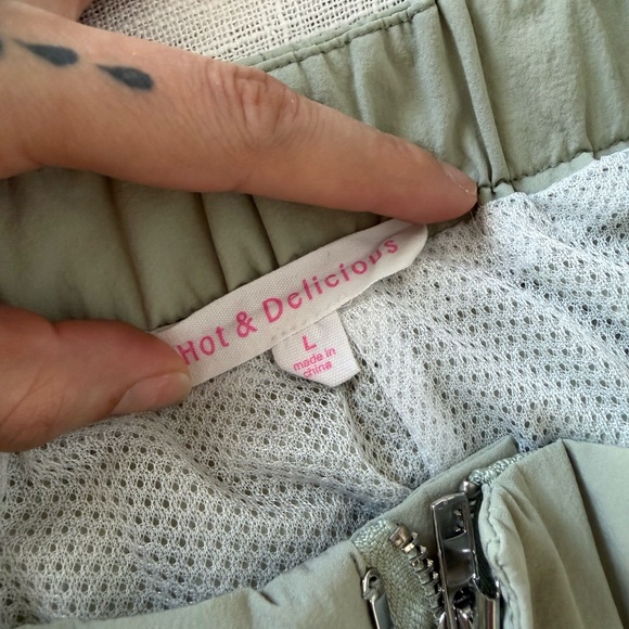 Hot & Delicious Sage Green Mini Skirt with Zipper Detail - Picture 3 of 3